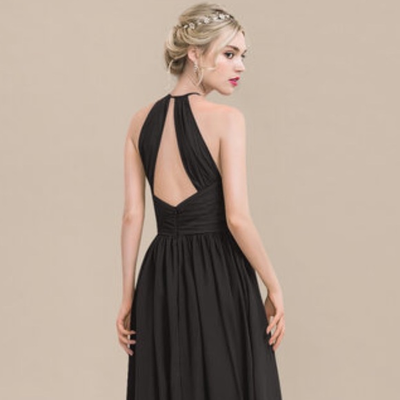 JJs House Dresses & Skirts - Black A-Line High Neck Floor Length Formal Bridesmaid Dress JJ's House